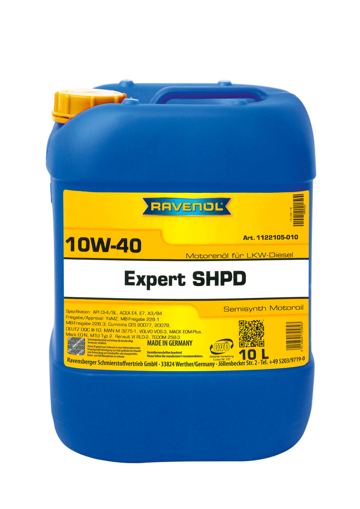 SAE 10W-40 10L 4014835725843 EXPERT SHPD NEW 1000910024082101285329, МОТОРНОЕ МАСЛО ГЕРМАНИЯ, 4014835725843